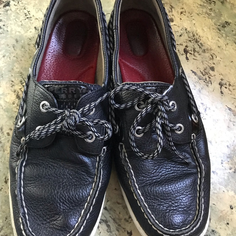 Black sperry topsides womens size 10